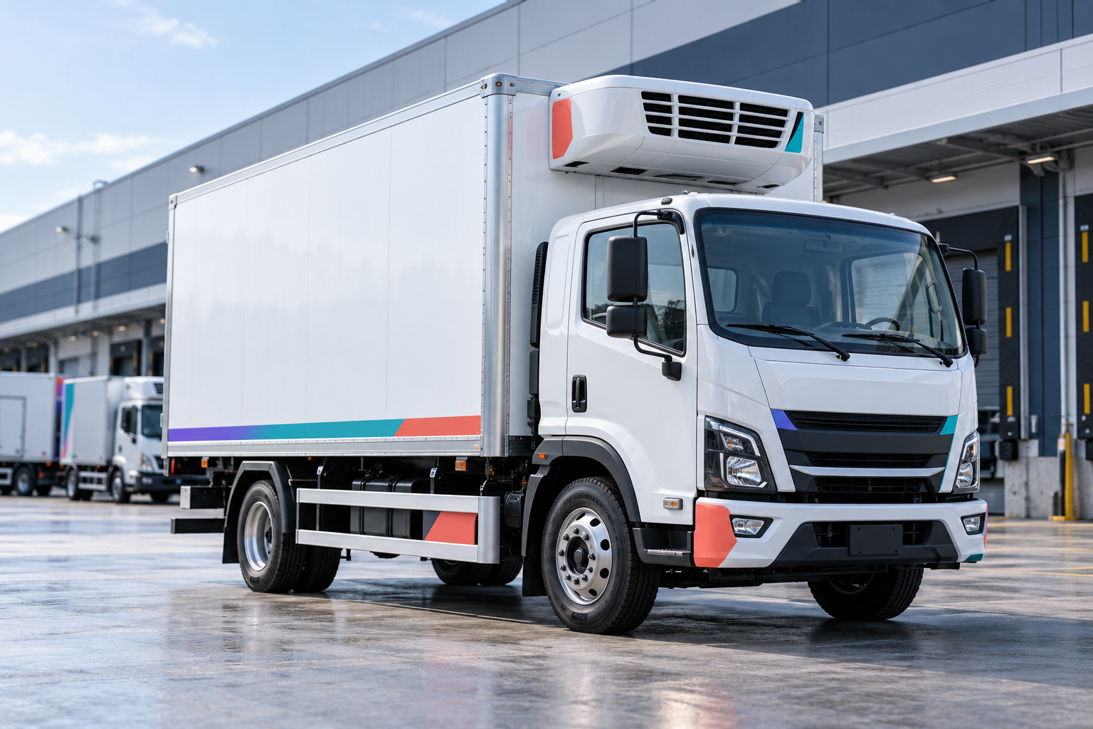 Refrigerated delivery truck ready for a cold-chain route